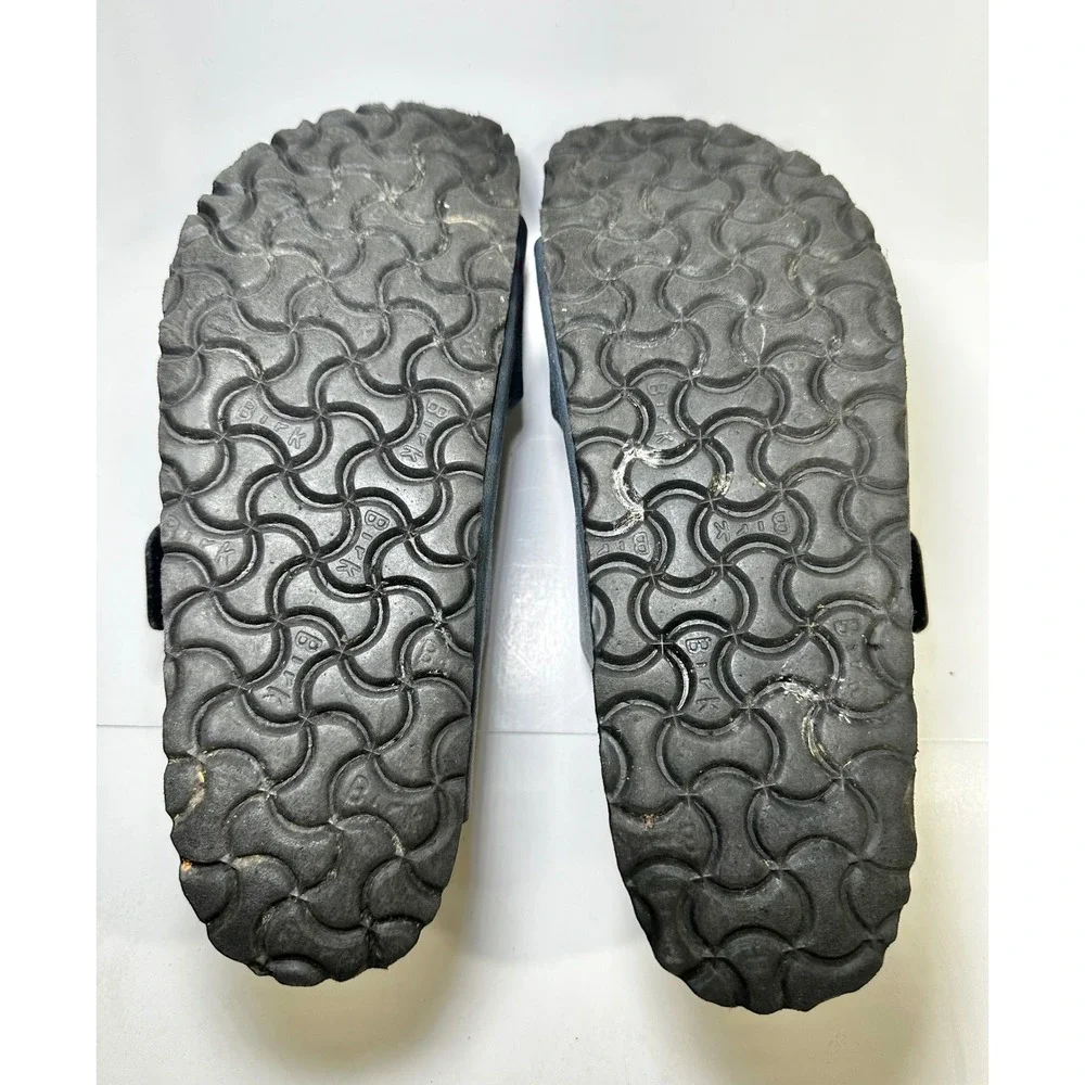 Birkenstock Arizona Sandals Distressed Blue Red Two Strap Slides approx 39